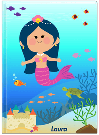 Thumbnail for Personalized Mermaid Journal IX - Blue Background - Asian Mermaid - Front View
