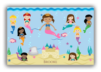 Thumbnail for Personalized Mermaid Canvas Wrap & Photo Print II - Light Blue Background - Light Brown Mermaid - Front View
