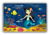 Thumbnail for Personalized Mermaid Canvas Wrap & Photo Print III - Blue Background - Asian Mermaid - Front View