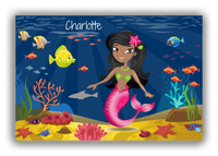 Thumbnail for Personalized Mermaid Canvas Wrap & Photo Print III - Blue Background - Black Mermaid - Front View