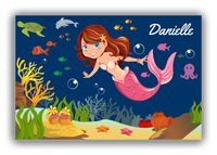 Thumbnail for Personalized Mermaid Canvas Wrap & Photo Print IV - Blue Background - Brunette Mermaid - Front View