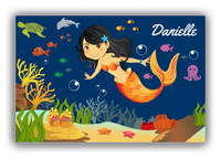 Thumbnail for Personalized Mermaid Canvas Wrap & Photo Print IV - Blue Background - Black Hair Mermaid - Front View
