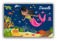 Thumbnail for Personalized Mermaid Canvas Wrap & Photo Print IV - Blue Background - Black Mermaid - Front View