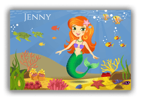 Thumbnail for Personalized Mermaid Canvas Wrap & Photo Print VII - Blue Background - Redhead Mermaid - Front View