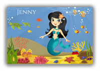 Thumbnail for Personalized Mermaid Canvas Wrap & Photo Print VII - Blue Background - Asian Mermaid - Front View