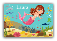 Thumbnail for Personalized Mermaid Canvas Wrap & Photo Print VIII - Blue Background - Brunette Mermaid - Front View