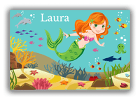 Thumbnail for Personalized Mermaid Canvas Wrap & Photo Print VIII - Blue Background - Redhead Mermaid - Front View