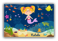 Thumbnail for Personalized Mermaid Canvas Wrap & Photo Print IX - Blue Background - Blonde Mermaid - Front View