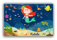 Thumbnail for Personalized Mermaid Canvas Wrap & Photo Print IX - Blue Background - Redhead Mermaid - Front View