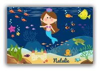 Thumbnail for Personalized Mermaid Canvas Wrap & Photo Print IX - Blue Background - Brunette Mermaid - Front View