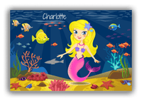 Thumbnail for Personalized Mermaid Canvas Wrap & Photo Print III - Blue Background - Blonde Mermaid - Front View