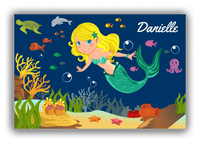 Thumbnail for Personalized Mermaid Canvas Wrap & Photo Print IV - Blue Background - Blonde Mermaid - Front View
