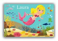 Thumbnail for Personalized Mermaid Canvas Wrap & Photo Print VIII - Blue Background - Blonde Mermaid - Front View
