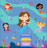 Thumbnail for Personalized Mermaid Shower Curtain - Five Mermaids I - Brunette Mermaid - Decorate View