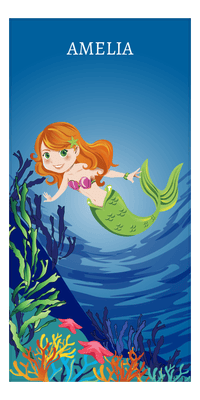 Thumbnail for Personalized Mermaid Beach Towel - Vertical I - Redhead Mermaid - Front View