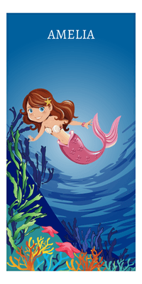 Thumbnail for Personalized Mermaid Beach Towel - Vertical I - Brunette Mermaid - Front View
