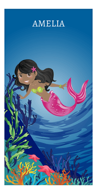 Thumbnail for Personalized Mermaid Beach Towel - Vertical I - Black Mermaid - Front View