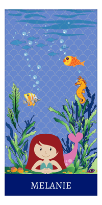 Thumbnail for Personalized Mermaid Beach Towel - Vertical II - Redhead Mermaid - Front View