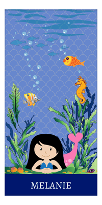 Thumbnail for Personalized Mermaid Beach Towel - Vertical II - Asian Mermaid - Front View
