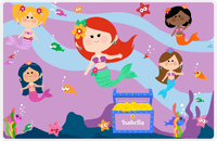 Thumbnail for Personalized Mermaid Placemat - Five Mermaids I - Redhead Mermaid - Lilac Background -  View