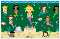 Thumbnail for Personalized Mermaid Placemat - Five Mermaids II - Blonde Mermaid - Dark Green Background -  View