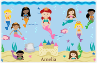Thumbnail for Personalized Mermaid Placemat - Five Mermaids II - Redhead Mermaid - Light Blue Background -  View