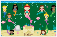 Thumbnail for Personalized Mermaid Placemat - Five Mermaids II - Redhead Mermaid - Dark Green Background -  View