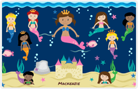 Thumbnail for Personalized Mermaid Placemat - Five Mermaids II - Light Brown Mermaid - Navy Background -  View