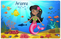Thumbnail for Personalized Mermaid Placemat - Mermaid I - Black Mermaid - Blue Fish -  View