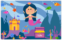 Thumbnail for Personalized Mermaid Placemat - Mermaid III - Asian Mermaid - Purple Treasure Chest -  View