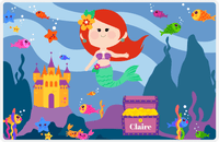 Thumbnail for Personalized Mermaid Placemat - Mermaid III - Redhead Mermaid - Purple Treasure Chest -  View