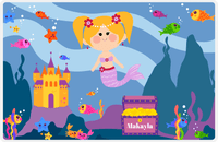 Thumbnail for Personalized Mermaid Placemat - Mermaid III - Blonde Mermaid - Purple Treasure Chest -  View