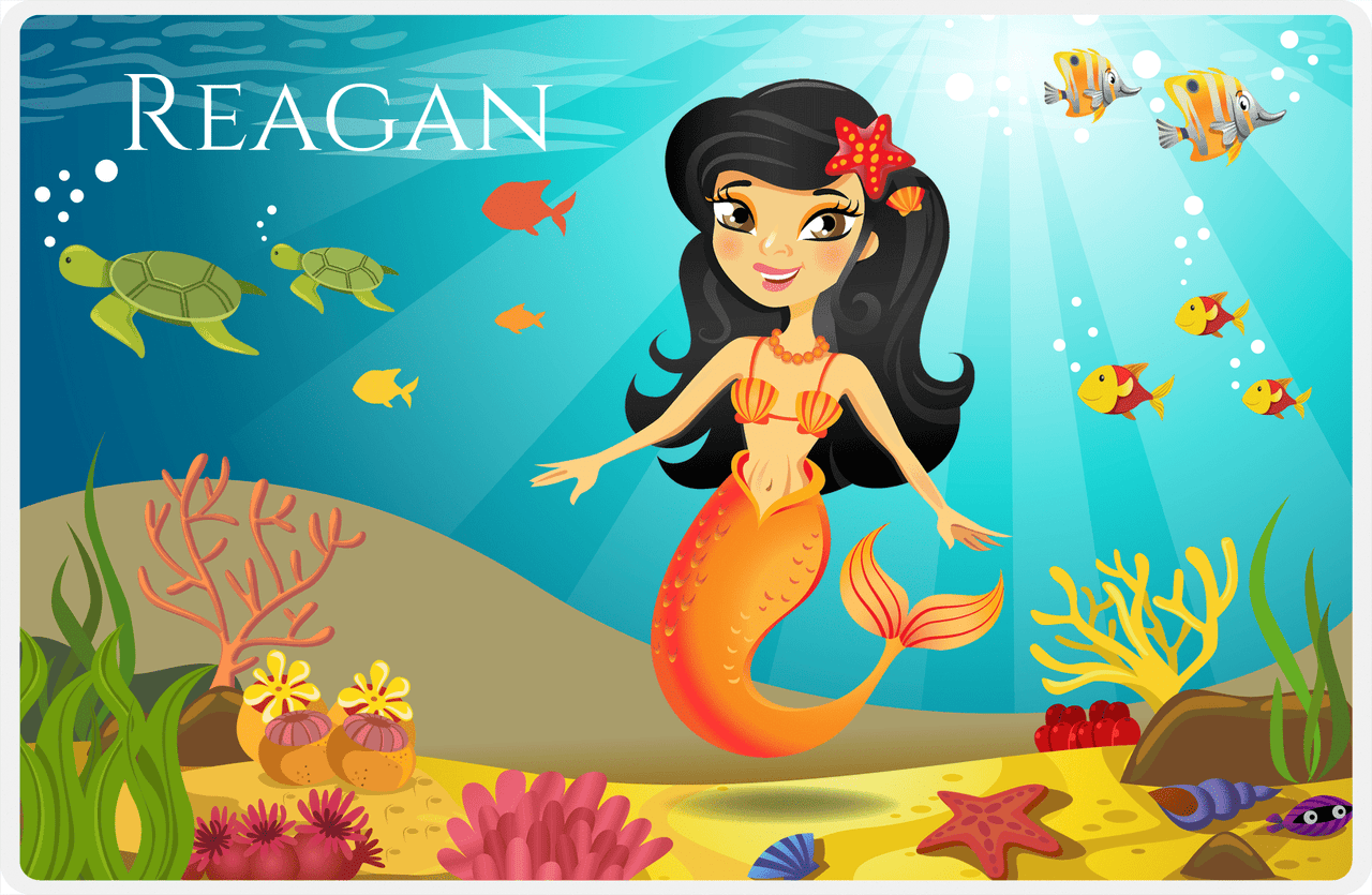 Personalized Mermaid Placemat - Mermaid V - Asian Mermaid - Orange Fish -  View