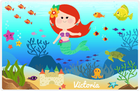 Thumbnail for Personalized Mermaid Placemat - Mermaid VII - Redhead Mermaid - Purple Fish -  View