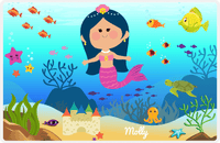 Thumbnail for Personalized Mermaid Placemat - Mermaid VII - Asian Mermaid - Purple Fish -  View