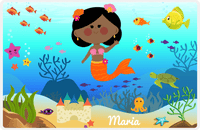 Thumbnail for Personalized Mermaid Placemat - Mermaid VII - Black Mermaid - Purple Fish -  View
