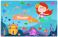 Thumbnail for Personalized Mermaid Placemat - Mermaid VIII - Redhead Mermaid - Orange Flag -  View