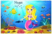 Thumbnail for Personalized Mermaid Placemat - Mermaid I - Blonde Mermaid - Blue Fish -  View