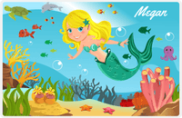 Thumbnail for Personalized Mermaid Placemat - Mermaid II - Blonde Mermaid - Green Fish -  View