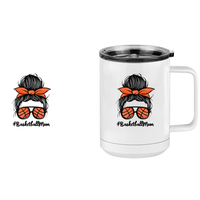 Thumbnail for Personalized Messy Bun Coffee Mug Tumbler with Handle (15 oz) - Basketball Mom - Design View