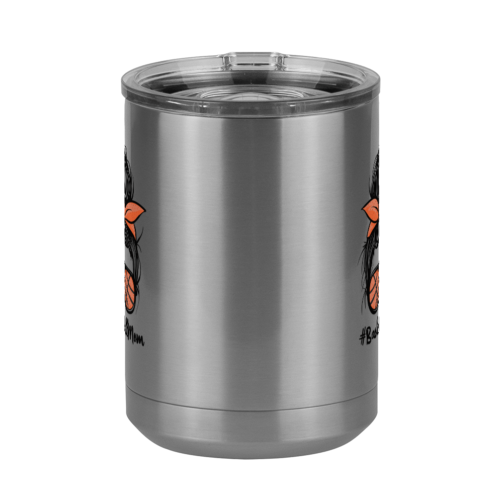 Personalized Messy Bun Coffee Mug Tumbler with Handle (15 oz) - Basketball Mom - Front View