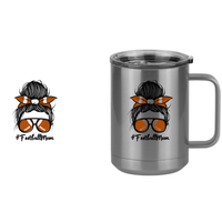 Thumbnail for Personalized Messy Bun Coffee Mug Tumbler with Handle (15 oz) - Football Mom - Design View