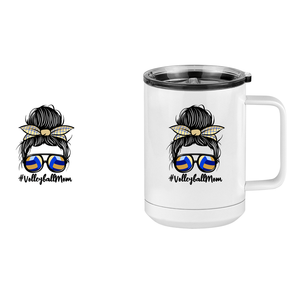 Personalized Messy Bun Coffee Mug Tumbler with Handle (15 oz) - Volleyball Mom - Design View