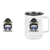 Thumbnail for Personalized Messy Bun Coffee Mug Tumbler with Handle (15 oz) - Volleyball Mom - Design View