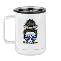 Thumbnail for Personalized Messy Bun Coffee Mug Tumbler with Handle (15 oz) - Volleyball Mom - Left View