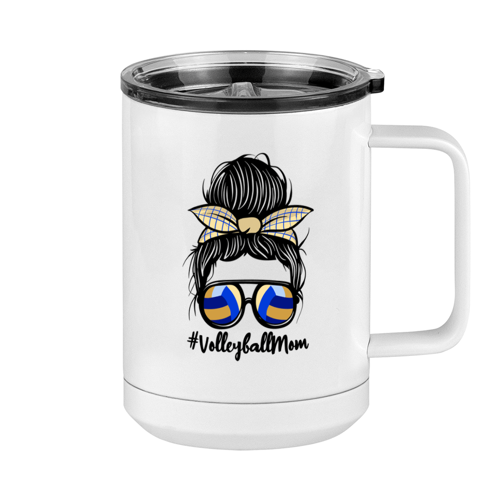 Personalized Messy Bun Coffee Mug Tumbler with Handle (15 oz) - Volleyball Mom - Right View