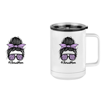 Thumbnail for Personalized Messy Bun Coffee Mug Tumbler with Handle (15 oz) - Chorus Mom - Design View