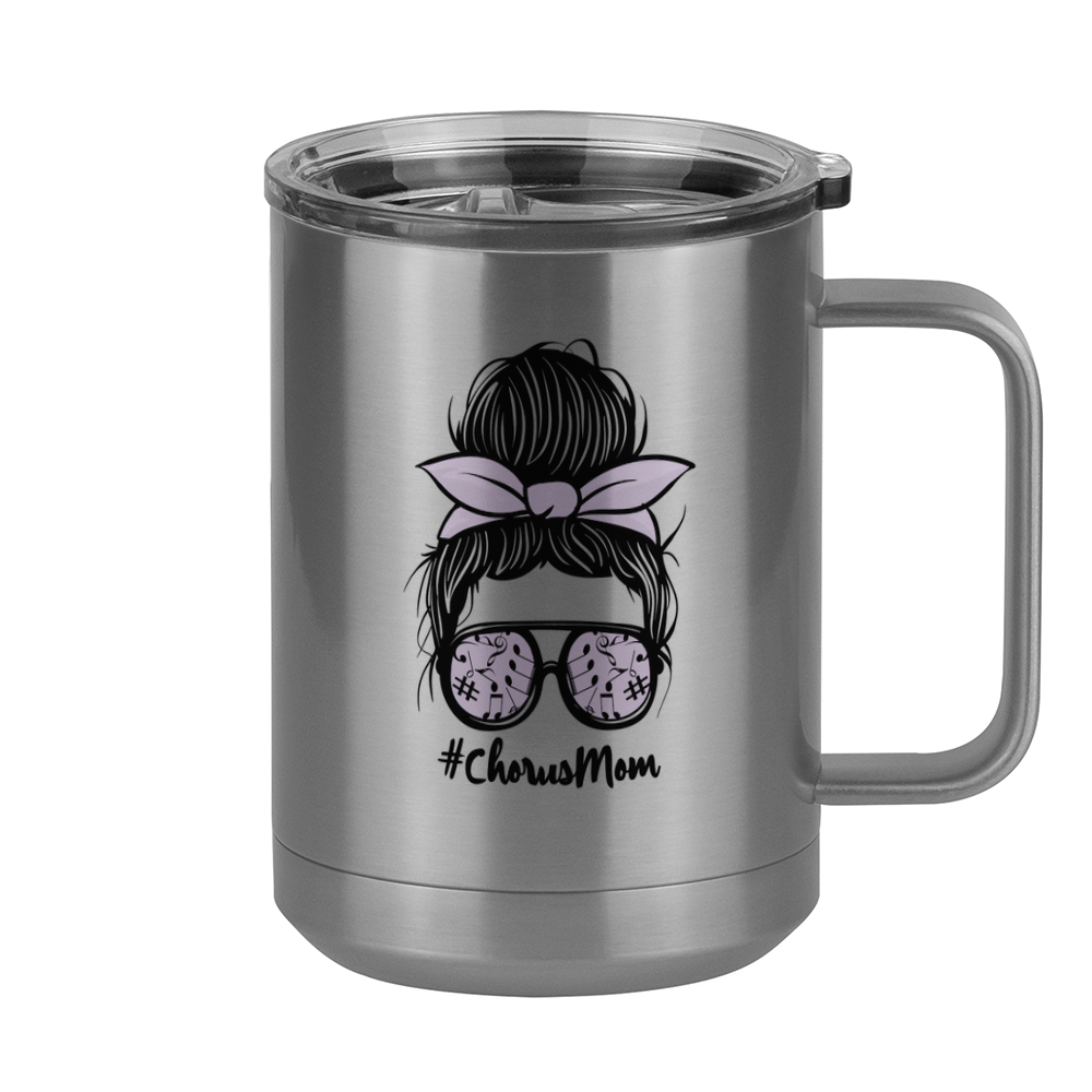 Personalized Messy Bun Coffee Mug Tumbler with Handle (15 oz) - Chorus Mom - Right View