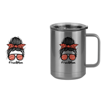 Thumbnail for Personalized Messy Bun Coffee Mug Tumbler with Handle (15 oz) - Track Mom - Design View