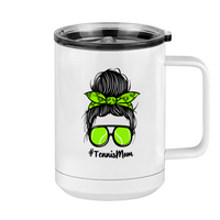 Thumbnail for Personalized Messy Bun Coffee Mug Tumbler with Handle (15 oz) - Tennis Mom - Right View
